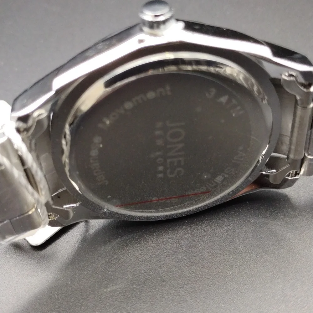 NWT Jones New York Silver Black Casual Preppy Elegant Formal Metallic Watch